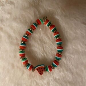 Watermelon, clay bead bracelet